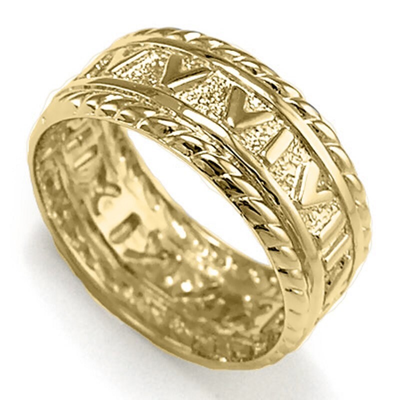 Men's 14k Solid Yellow Gold Roman Design Ring - Etsy