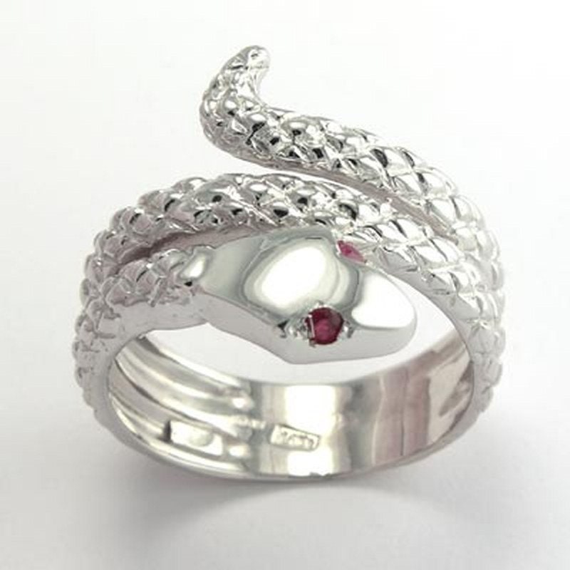 Mens gold snake clearance ring with ruby eyes
