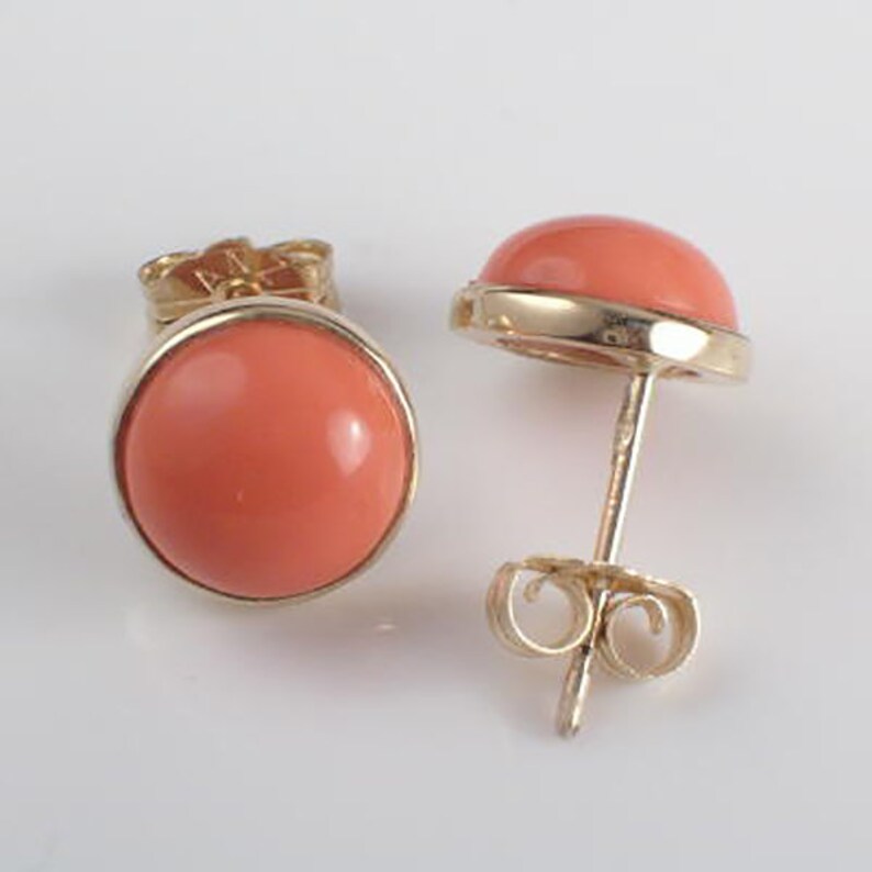 Coral ear studs gold Clearance