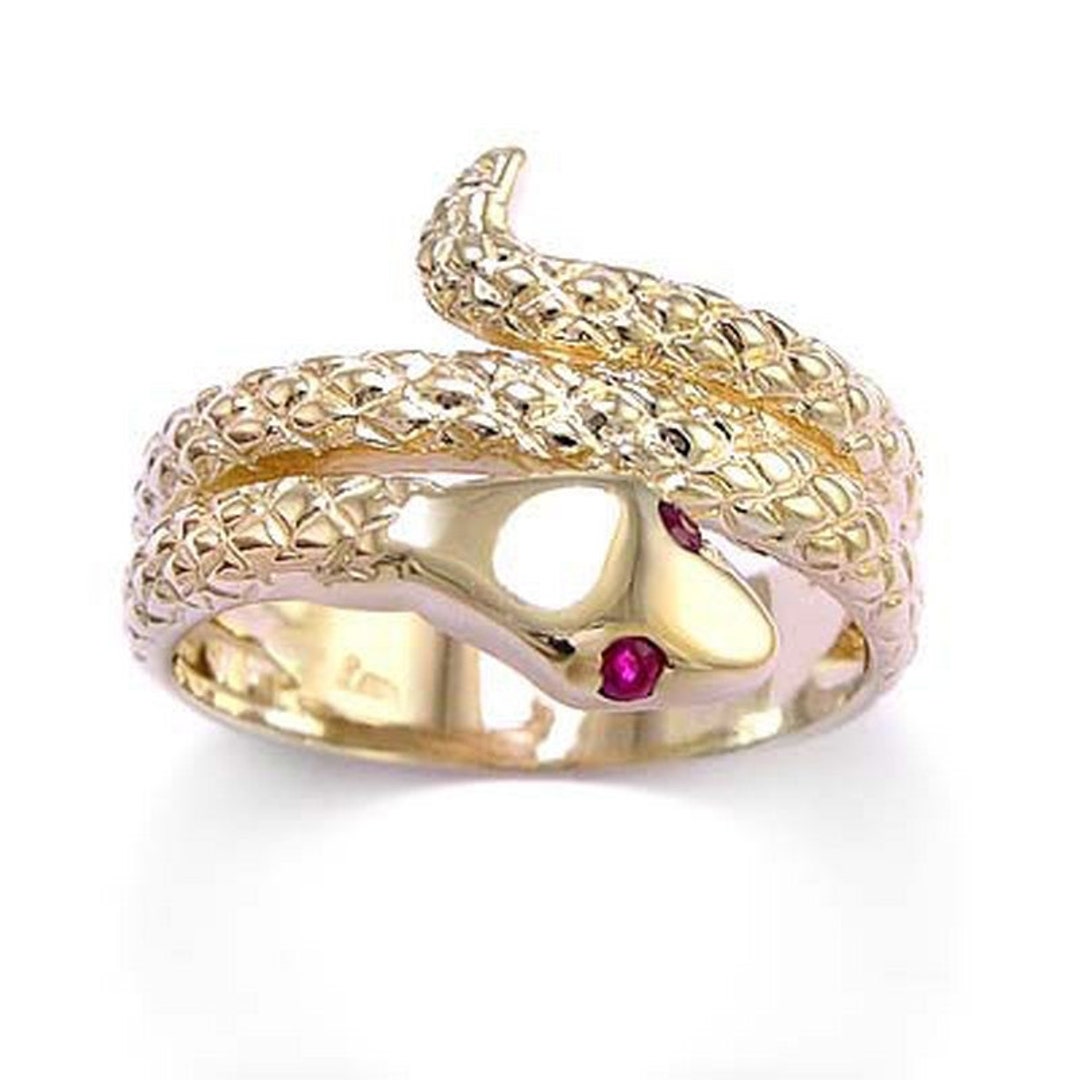 14k Gold Snake Ruby Eye Serpent Ring Men's or Women's Ring 4 to 9.5 - Etsy
