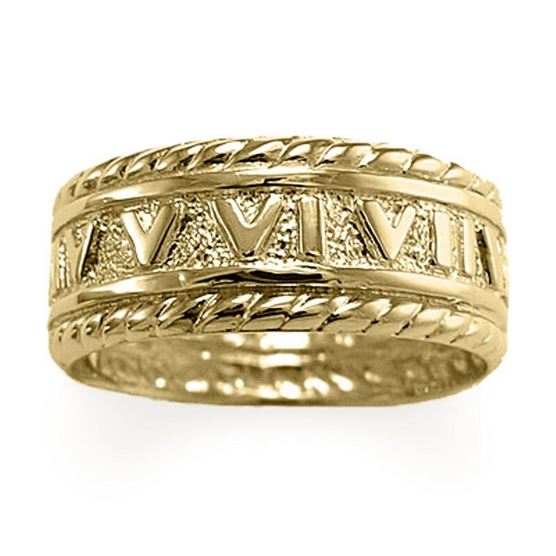 Men's 14k Solid Yellow Gold Roman Design Ring - Etsy