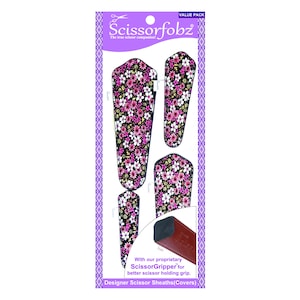 SCISSORFOBZ Designer Scissors Sheaths Shears Protective Covers-4 pcs Assorted Size Value Pack- Daisy Floral Garden -#4-317