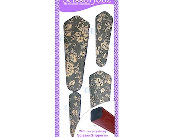SCISSORFOBZ Designer Scheren Hüllen Scheren Schutzhüllen-4 Stück Assorted Size Vorteil Pack- Antique Gold Floral Garden Design-#4-222