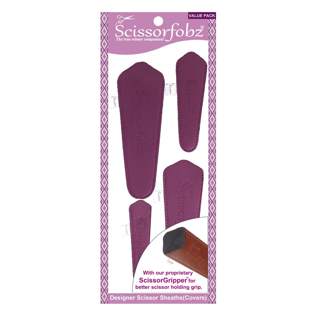 SCISSORFOBZ Scissor Sheaths With ScissorGripper - 4 Sizes, Dark Taupe, Protects & Beautifies