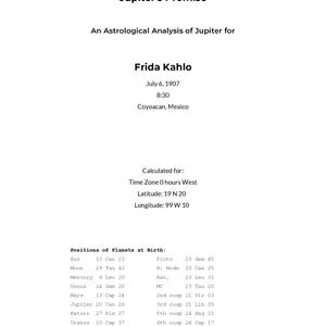 Jupiters Promise Lifetime Astrology Report, Explore a lifetime of personal Jupiter Return aspects with this custom astrology reading. This personalized digital astrology report has 100 years of Jupiter Returns in your natal chart. Ready in 24 hours.
