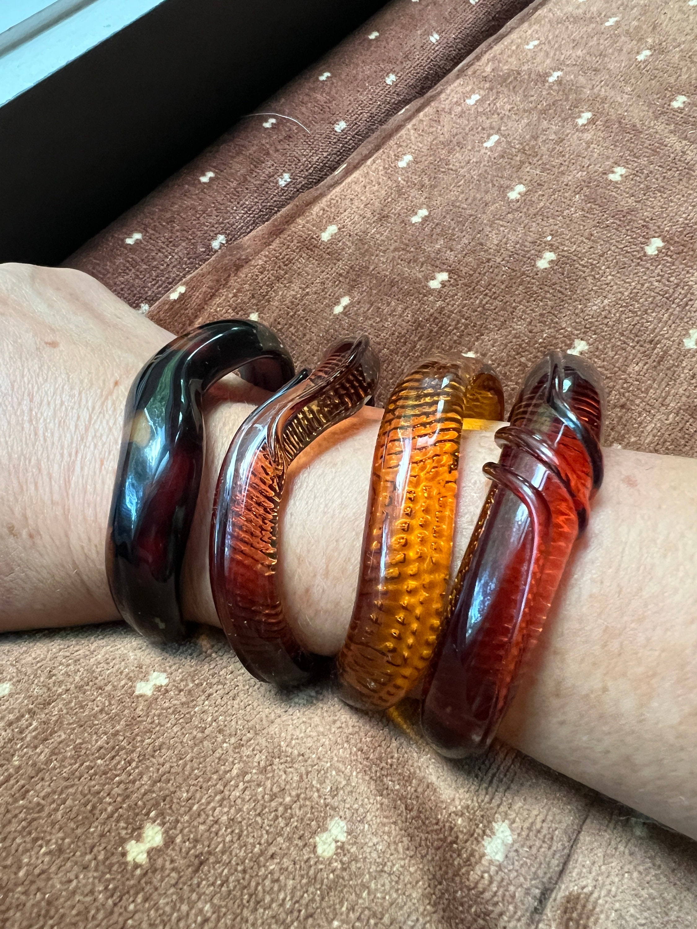 Vintage Glass Bracelets by Xeno Glassworks: Selection of 4