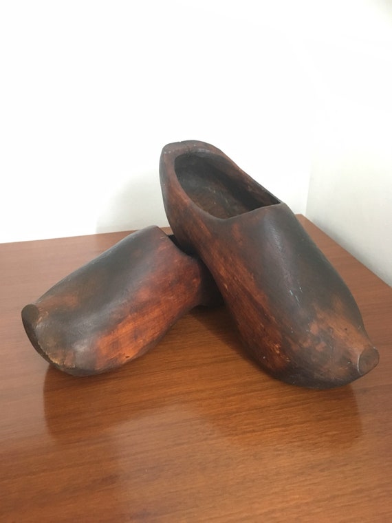 Pair of mens wooden shoes; Dutch clogs