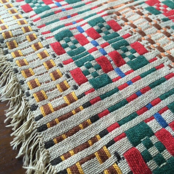 Vintage textile, woven table runner