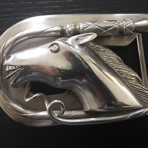 Vintage Silver Horse Belt Buckle