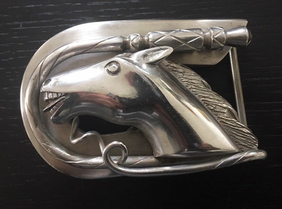 Vintage Silver Horse Belt Buckle - Etsy display picture 3