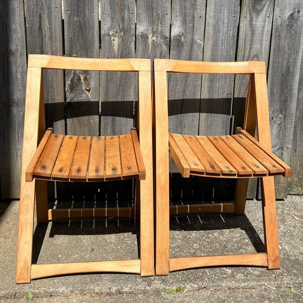 Aldo Jacober after Trieste wood folding chairs, pair