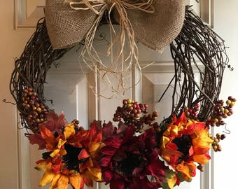 Fall Twig Wreath with Burlap