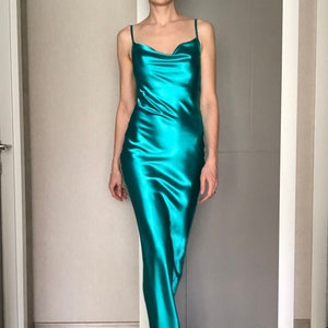 Satin turquoise dress online