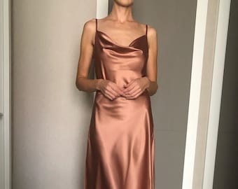rose gold sequence dress Sheer Rose Gold Sequin Long Sleeve Dress (S) main image 1
