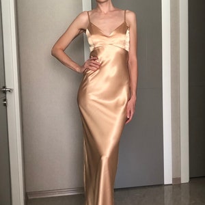 Silk champagne gown shop