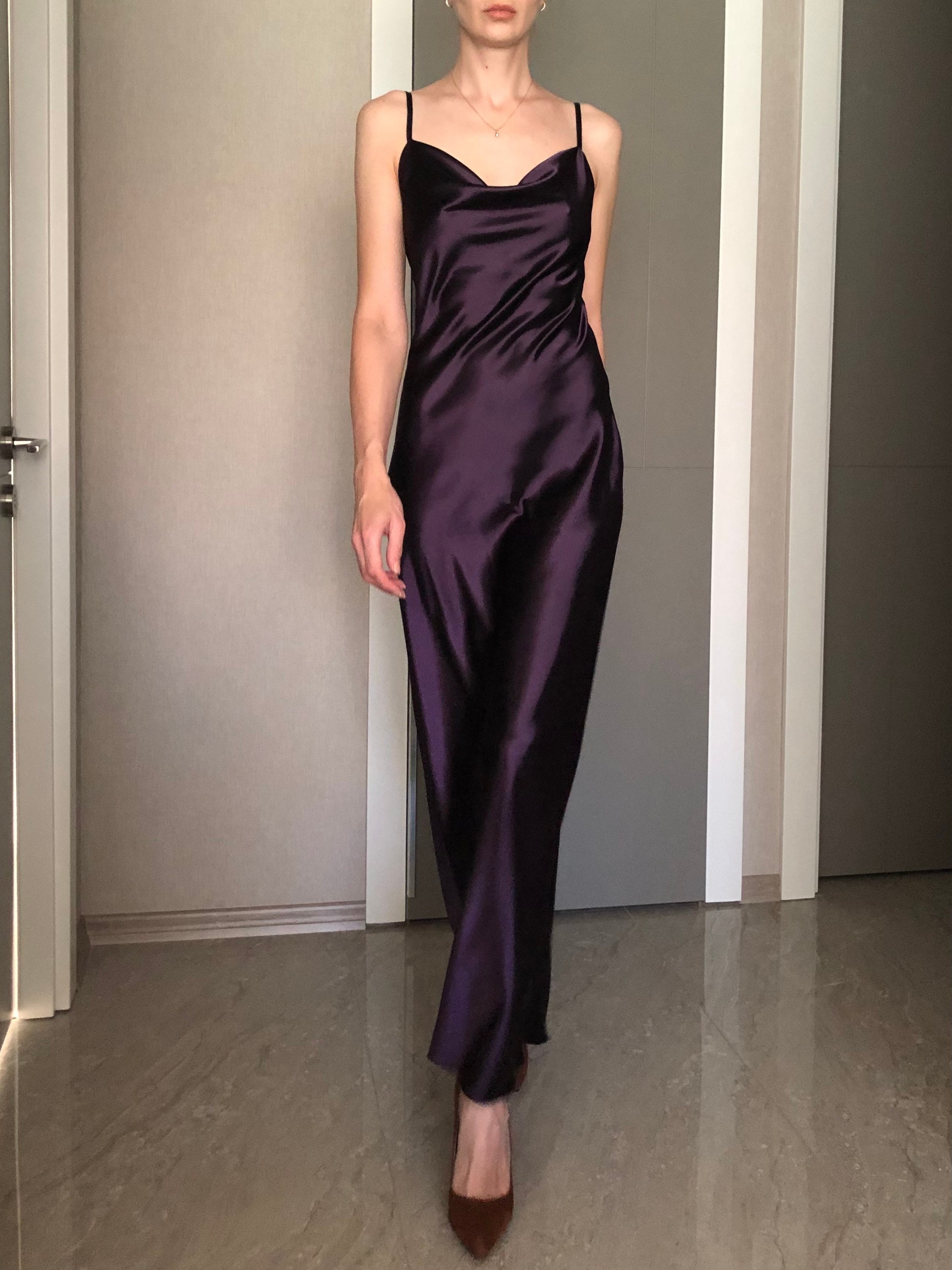 Eggplant Satin Dress - Etsy