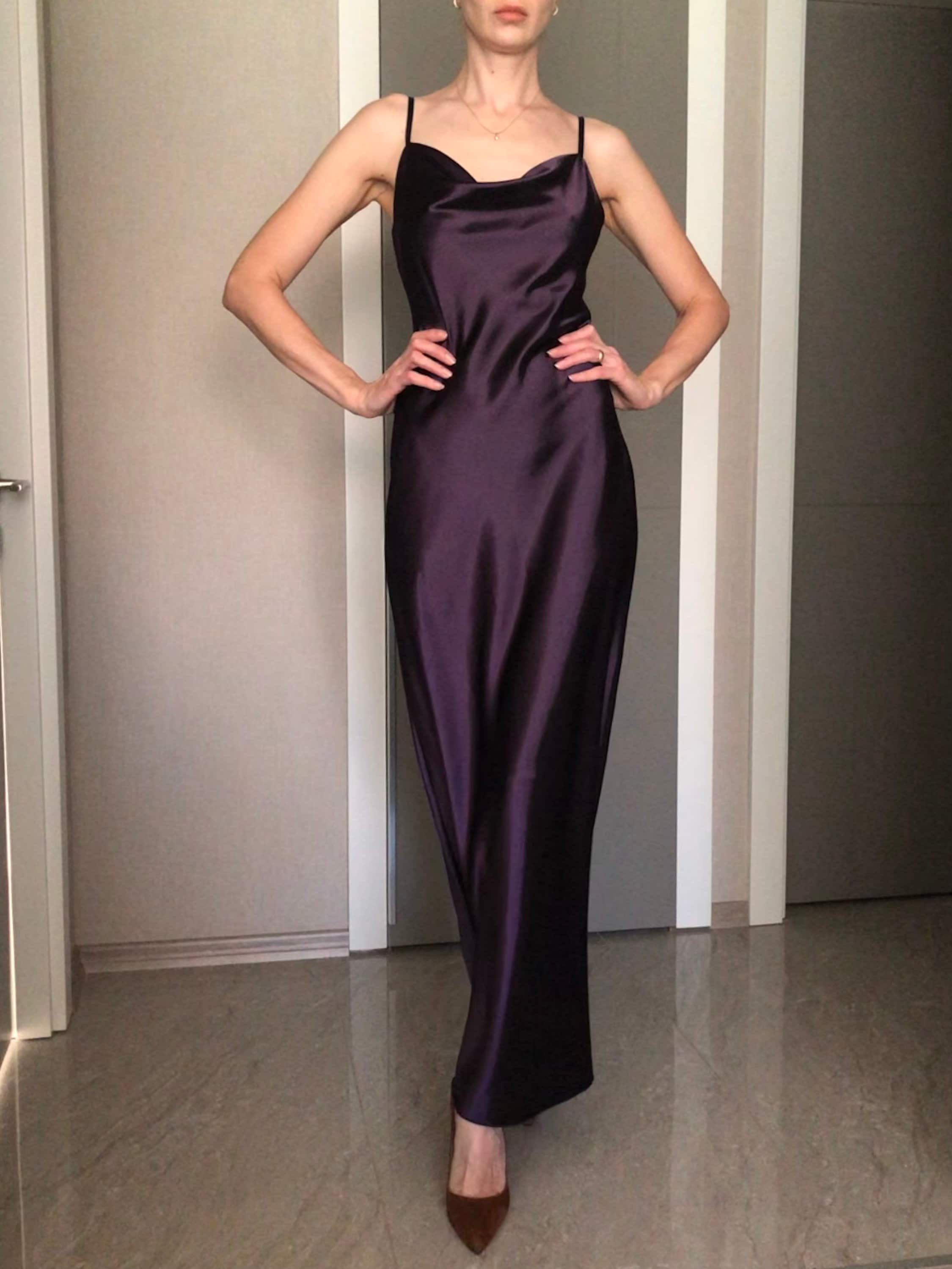 Dark Purple Cowl Neck Silk Satin Maxi Length Slip Dress,Adjustable Spaghetti Straps,Eggplant Date Night,Grape Open Back Silky Bridesmaid Dark Purple Cowl Neck Silk Satin Maxi Length Slip Dress,Adjustable Spaghetti Straps,Eggplant Date Night,Grape Open Back Silky Bridesmaid