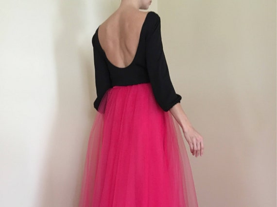 pink tulle maxi dress