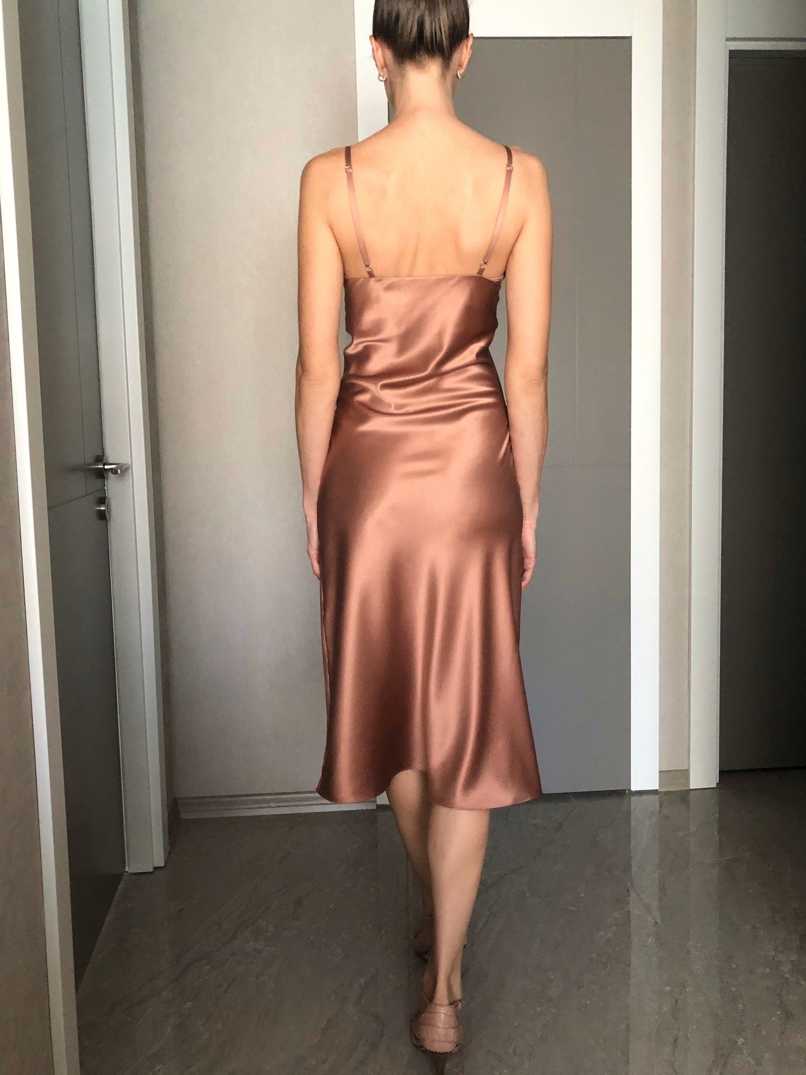 rose gold slip dress