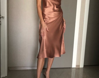 Rose gold sale satin slip dress