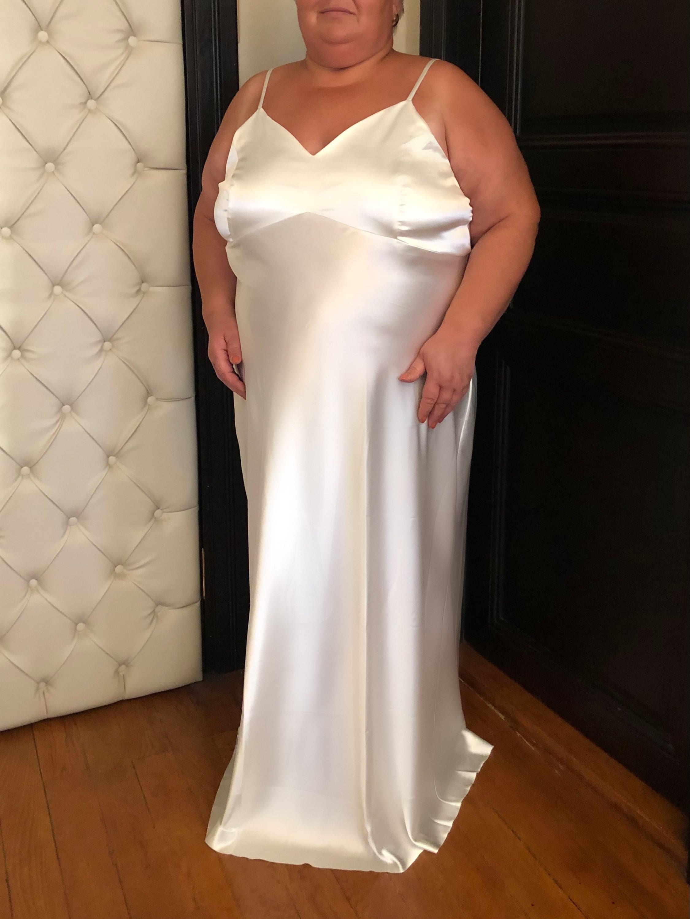 Plus Size Ivory Maxi Silk Satin Dresscream Extra Full Length Etsy