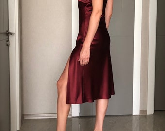 Women's Midi Slip Dress - A New Day™ Burgundy 1X