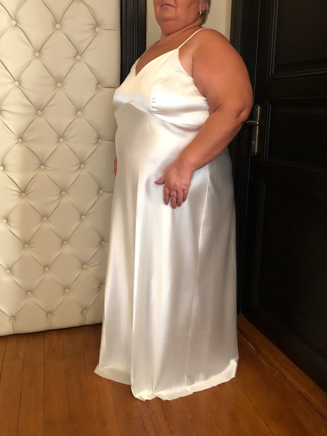 Ivory Lace Top Satin Skirt Dresses Plum Plus Size main image 1