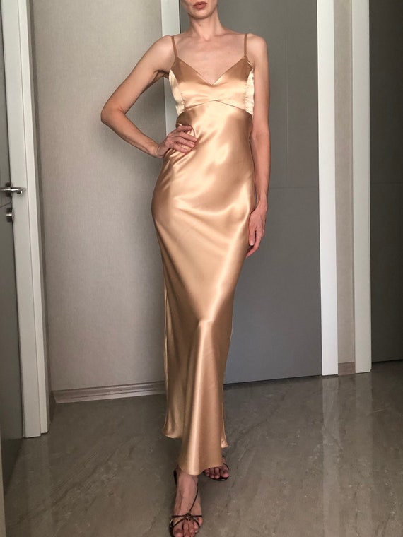 champagne silk dress