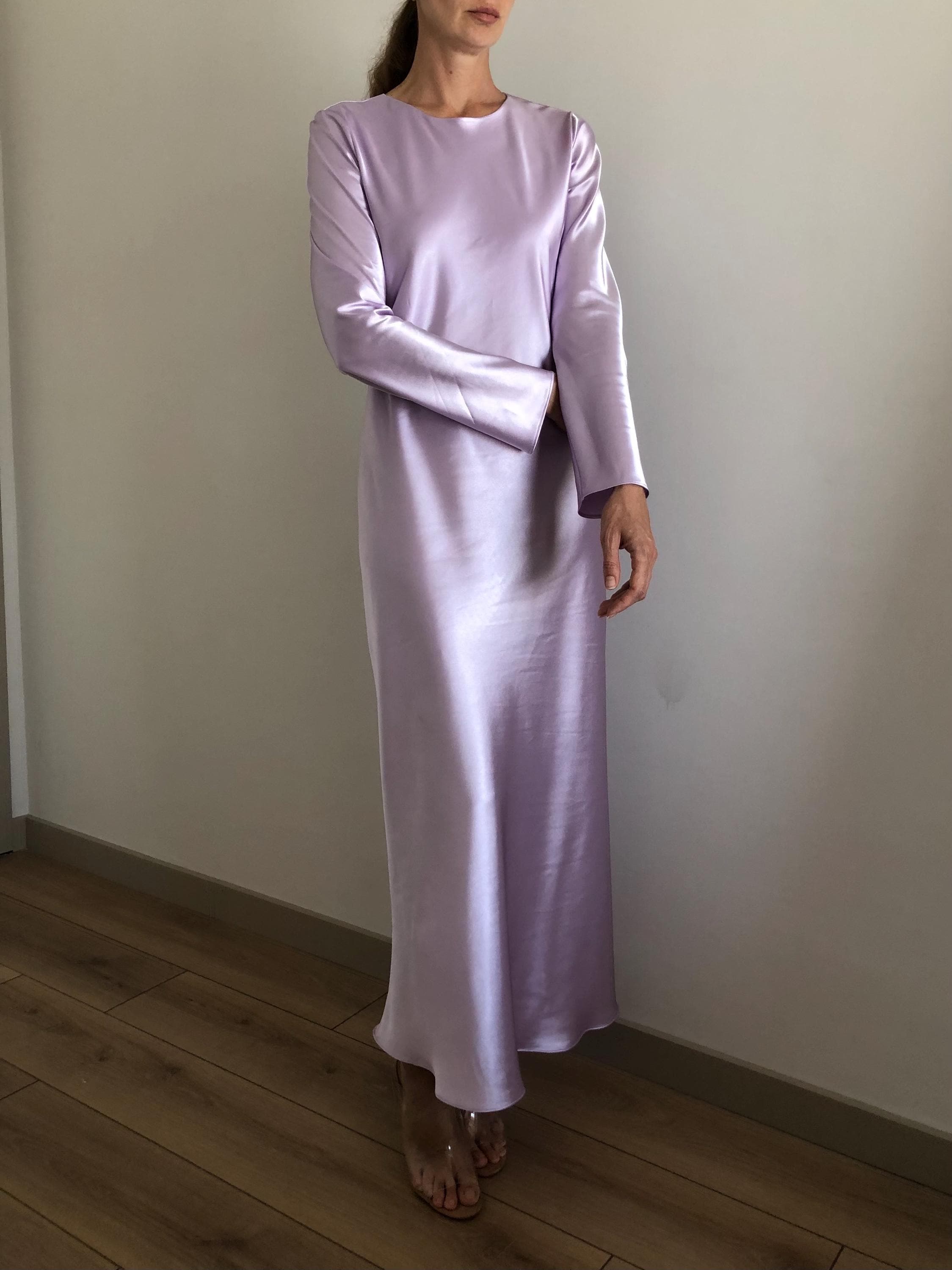 long sleeve slip dress maxi sleeves White EXTRA SMALL/SMALL / White The fitted slip will just peak out from beneath.3) Under ALL your outfits Women's Velvet Long Sleeve Dress