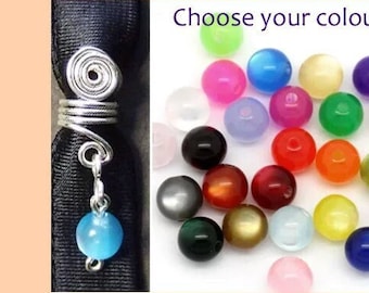 Dread Jewellery pearl pendant many colors color choice spiral metal pearl dreadbead dread bead colors turquoise blue red green yellow white