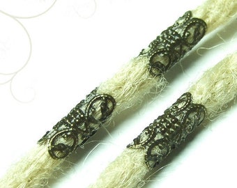 3 small dread tubes filigree antique bronze beard beads set dread jewelry tubes metal Viking beads tubes dread spiral dread beads