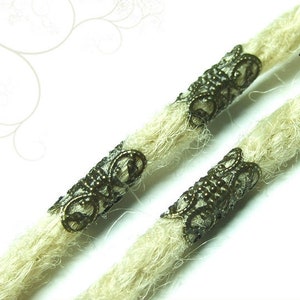 3 small dread tubes filigree antique bronze beard beads set dread jewelry tubes metal Viking beads tubes dread spiral dread beads