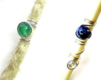 Dark blue and green agate dread jewelry bead like earth silver gold metal dreadlocks jewelry dread jewelry dread bead