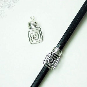 Dread jewelry Sacred Geometry Dreadbead silver square Dread jewelry Dreadlocks dreadbead Dread jewelry Spirals