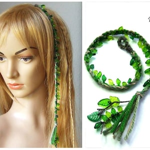 Braid red orange green leaves color of choice forest elves hippie hair wrap extension hair jewelry elf boho strand extension dreads braid in image 7