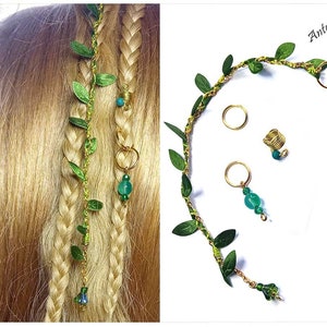 Set mermaid hair accessories hair rings hair chain cowrie shell gold bronze silver cornrows braids dread plait pendant charms braid piercing image 5