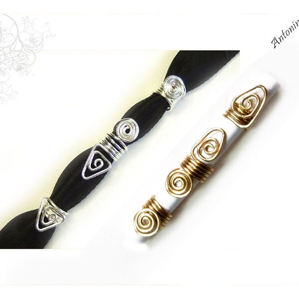 Set of 3 dread jewelry geometric metal triangle circle sacred geometry silver gold dread beads dreadlock tribal dread jewelry spirals