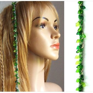 Braid red orange green leaves color of choice forest elves hippie hair wrap extension hair jewelry elf boho strand extension dreads braid in image 9