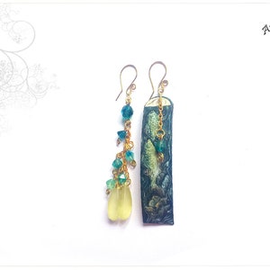 Pisces Mismatch Earrings Painting Zodiac Sign Ichthys Paper Gift Woman Painting Girlfriend Mother Earrings Unique, Fairy Earrings image 6