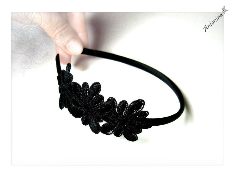 Hair ripe black lace flowers plain hair ornament headdress