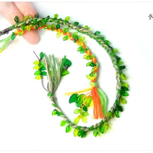 Braid red orange green leaves color of choice forest elves hippie hair wrap extension hair jewelry elf boho strand extension dreads braid in image 5