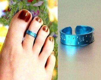 Teenring turkoois zilver zwart goud brons bruin blauw roze bruidsband voetring herenring teen gekleurde kleurrijke voetcadeau voetsieraden hippie