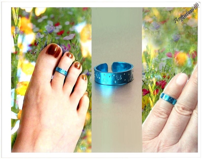 Toe ring turquoise silver black gold bronze brown blue pink bridal band foot ring men ring toe colored colorful foot gift foot jewelry hippie image 4