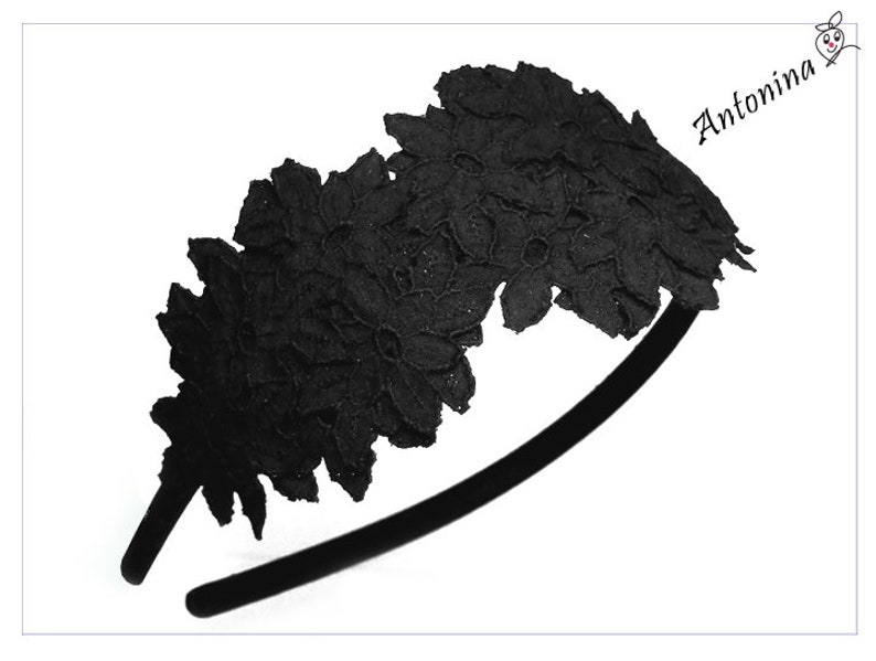 Hair ripe black lace flowers plain hair ornament headdress