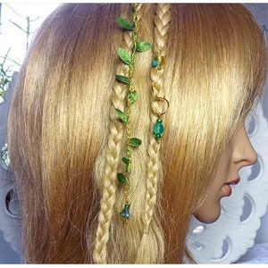 Set mermaid hair accessories hair rings hair chain cowrie shell gold bronze silver cornrows braids dread plait pendant charms braid piercing Set Waldelfe