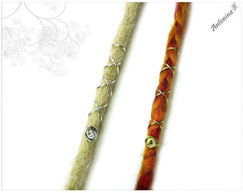 Long dread spiral wrapped silver gold colored wrap braids metal dread jewelry dread bead tribal dread jewelry dreadlocks hair jewelry pearl image 1