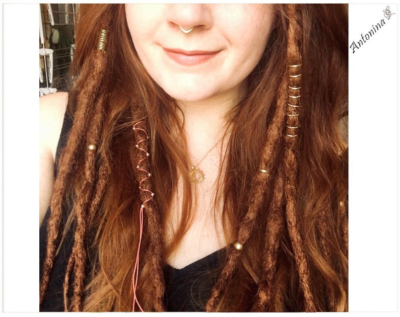 jewelry beaded bronze gold silver Silk ribbon for wrapping dreads braids hair dwrap thread for braiding beard jewelry