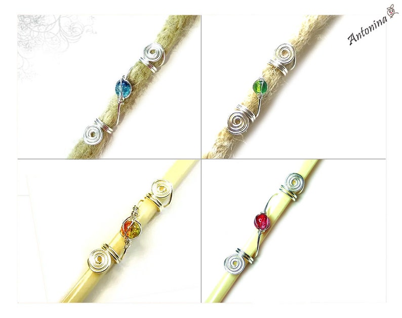 Dread Jewellery pearl pendant many colors color choice spiral metal pearl dreadbead dread bead colors turquoise blue red green yellow white image 9