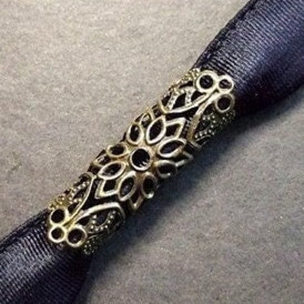 Filigree Dreadtube Dread Jewelry Metal Bead Antique Bronze Copper Gold Silver Rasta Filigree Wrap Tube Viking Beads Ethnic Long Hole
