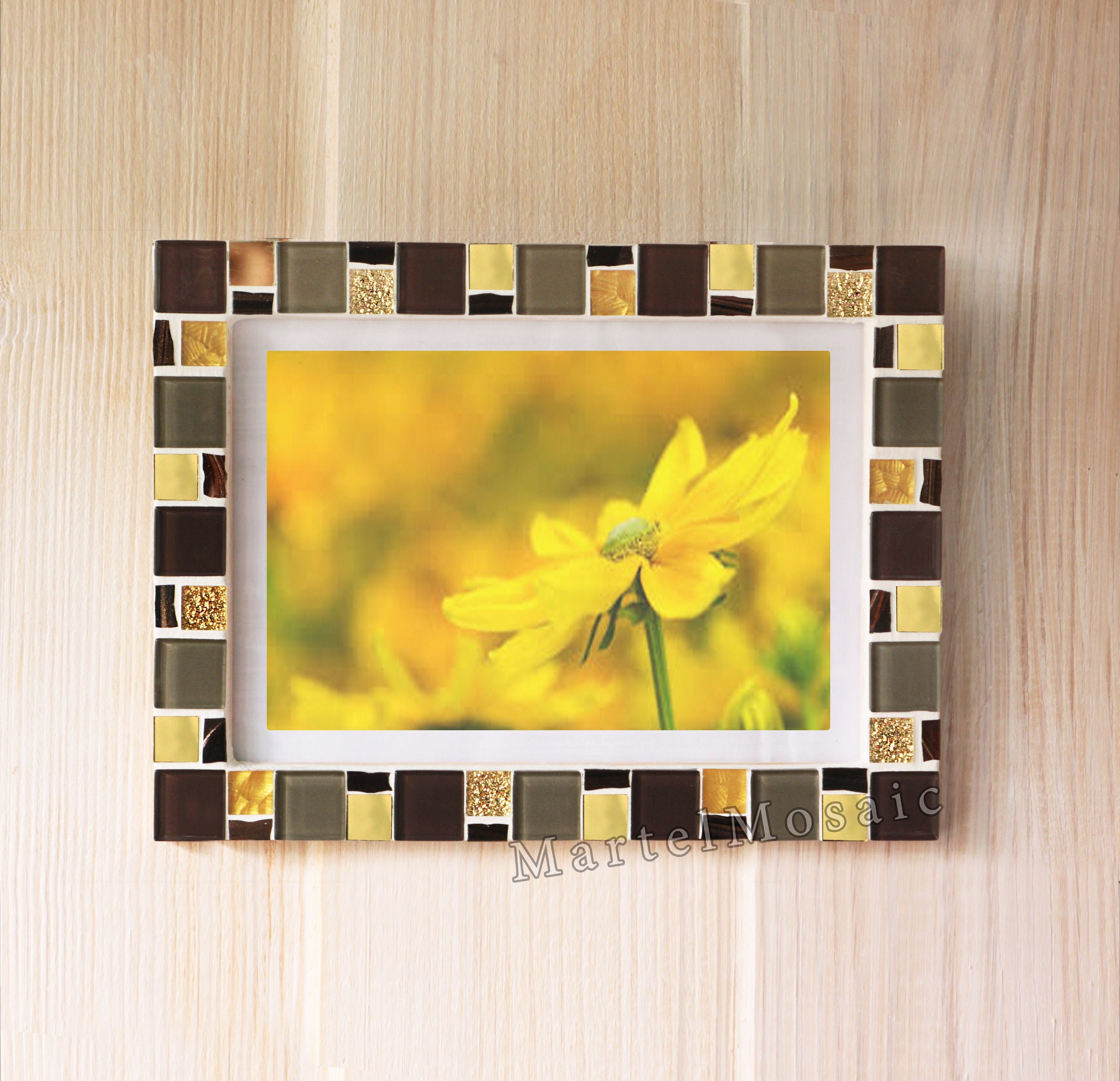 Handmade Mosaic Photo Frame 6x8 Wall Frames Brown Mirror Etsy